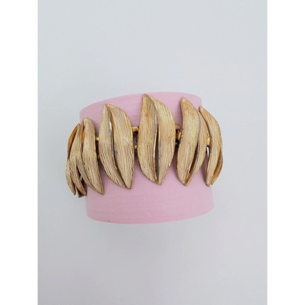 Vintage ART Arthur Pepper Bracelet‎ Gold Tone Leaf Brushed MCM Botanical